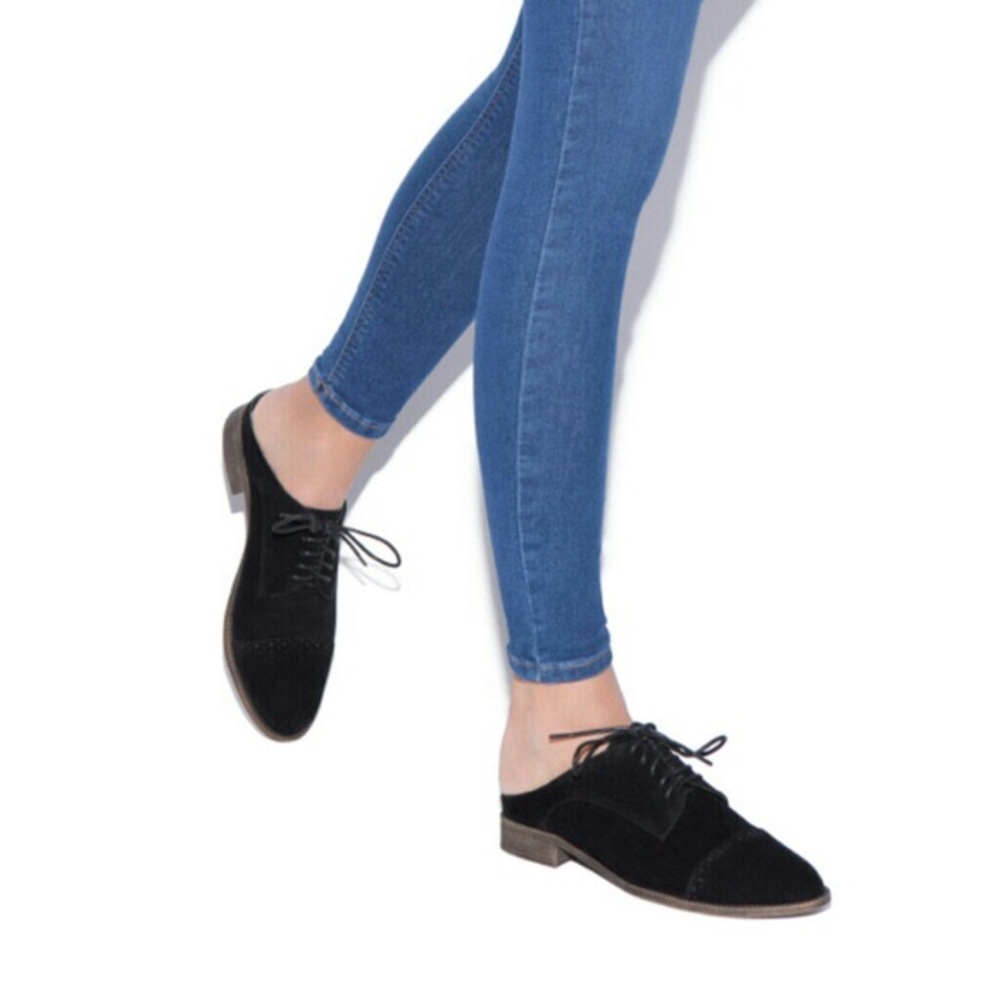 Shoe Dazzle | Sinnae Faux Suede Lace up Mule Oxfords.
